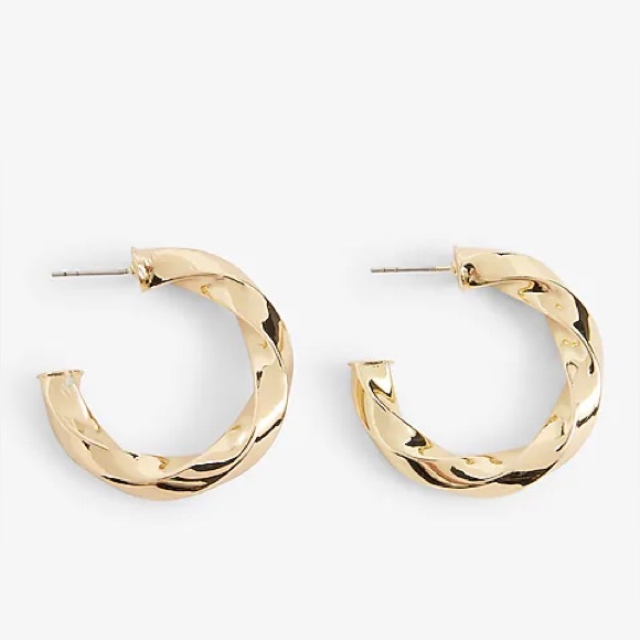 NWT J.Crew Medium Twist Hoop Earrings - Picture 2 of 3